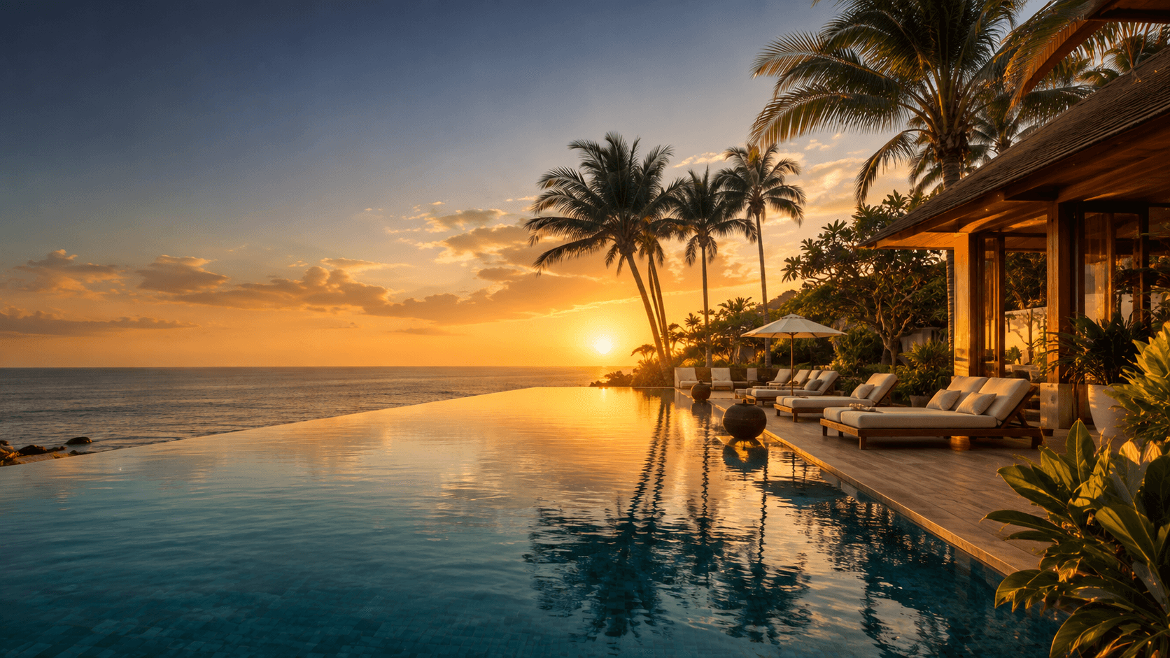 Sunset at a tropical boutique resort